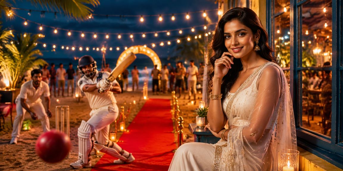 Indian woman enjoying Teen Patti online game on mobile device in saree