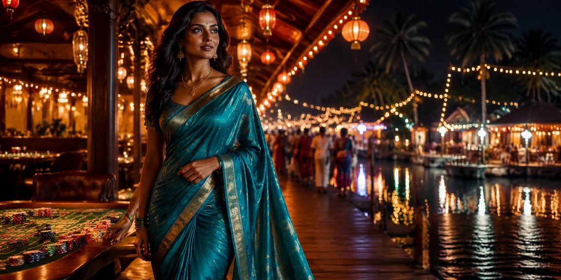 Kerala cricket betting scene with traditional attire