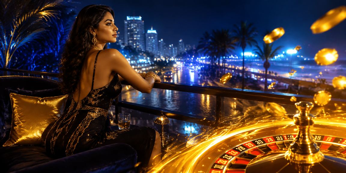 Mumbai Bandra vibrant casino and betting scene in blue gold hues
